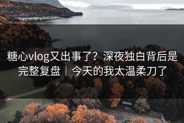 糖心vlog又出事了？深夜独白背后是完整复盘｜今天的我太温柔刀了