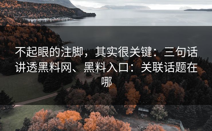 不起眼的注脚，其实很关键：三句话讲透黑料网、黑料入口：关联话题在哪