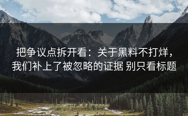 把争议点拆开看：关于黑料不打烊，我们补上了被忽略的证据 别只看标题