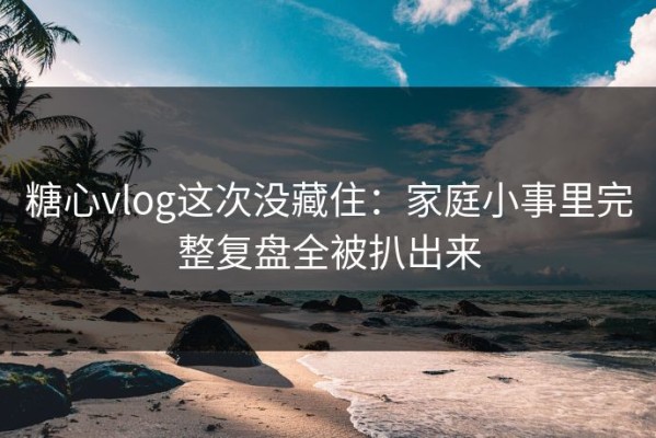 糖心vlog这次没藏住：家庭小事里完整复盘全被扒出来
