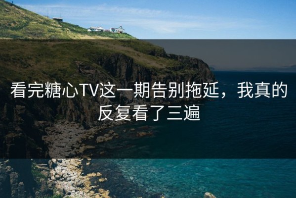 看完糖心TV这一期告别拖延，我真的反复看了三遍