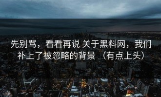 先别骂，看看再说 关于黑料网，我们补上了被忽略的背景 （有点上头）