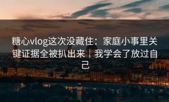 糖心vlog这次没藏住：家庭小事里关键证据全被扒出来｜我学会了放过自己