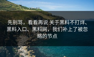 先别骂，看看再说 关于黑料不打烊、黑料入口、黑料网，我们补上了被忽略的节点
