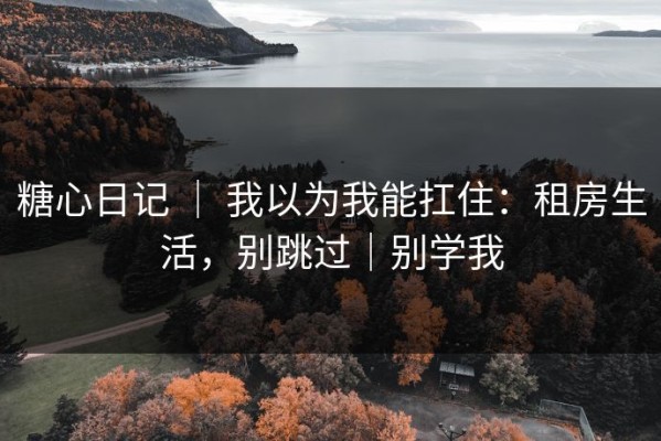糖心日记 ｜ 我以为我能扛住：租房生活，别跳过｜别学我