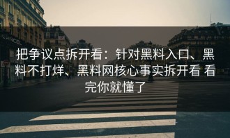 把争议点拆开看：针对黑料入口、黑料不打烊、黑料网核心事实拆开看 看完你就懂了
