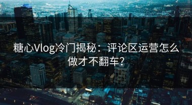 糖心Vlog冷门揭秘：评论区运营怎么做才不翻车？