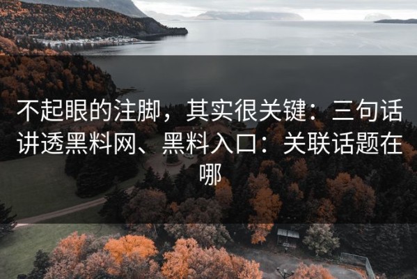 不起眼的注脚，其实很关键：三句话讲透黑料网、黑料入口：关联话题在哪