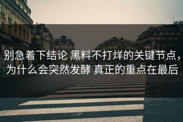 别急着下结论 黑料不打烊的关键节点，为什么会突然发酵 真正的重点在最后