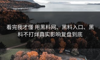 看完我才懂 用黑料网、黑料入口、黑料不打烊真实影响复盘到底