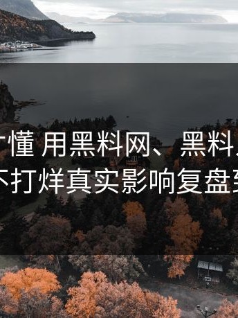 看完我才懂 用黑料网、黑料入口、黑料不打烊真实影响复盘到底