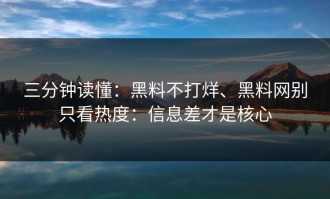 三分钟读懂：黑料不打烊、黑料网别只看热度：信息差才是核心