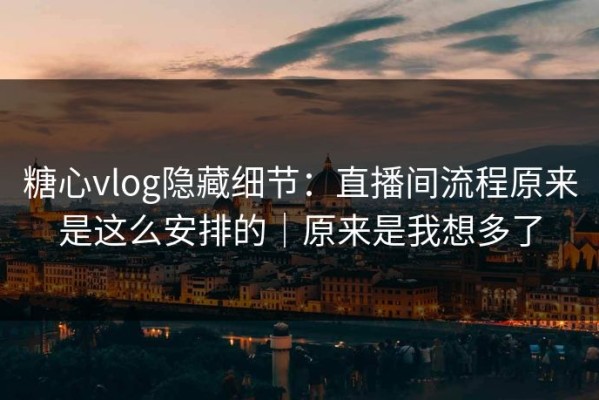 糖心vlog隐藏细节：直播间流程原来是这么安排的｜原来是我想多了