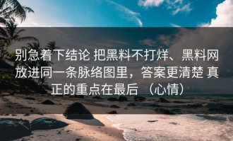 别急着下结论 把黑料不打烊、黑料网放进同一条脉络图里，答案更清楚 真正的重点在最后 （心情）