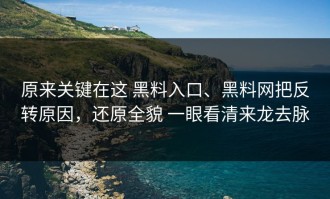 原来关键在这 黑料入口、黑料网把反转原因，还原全貌 一眼看清来龙去脉
