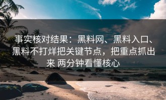 事实核对结果：黑料网、黑料入口、黑料不打烊把关键节点，把重点抓出来 两分钟看懂核心