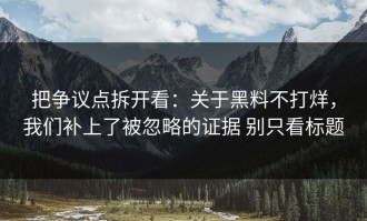 把争议点拆开看：关于黑料不打烊，我们补上了被忽略的证据 别只看标题