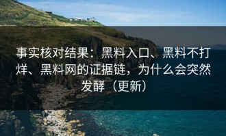 事实核对结果：黑料入口、黑料不打烊、黑料网的证据链，为什么会突然发酵（更新）