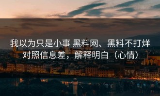 我以为只是小事 黑料网、黑料不打烊对照信息差，解释明白（心情）