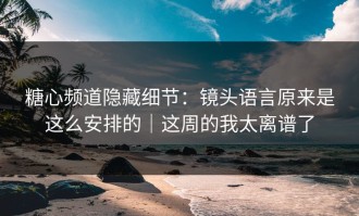 糖心频道隐藏细节：镜头语言原来是这么安排的｜这周的我太离谱了