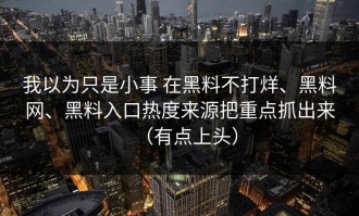 我以为只是小事 在黑料不打烊、黑料网、黑料入口热度来源把重点抓出来（有点上头）