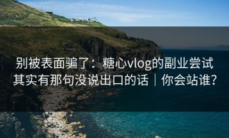 别被表面骗了：糖心vlog的副业尝试其实有那句没说出口的话｜你会站谁？