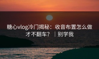糖心vlog冷门揭秘：收音布置怎么做才不翻车？｜别学我