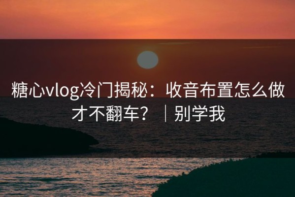 糖心vlog冷门揭秘：收音布置怎么做才不翻车？｜别学我