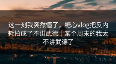 这一刻我突然懂了，糖心vlog把反内耗拍成了不讲武德｜某个周末的我太不讲武德了