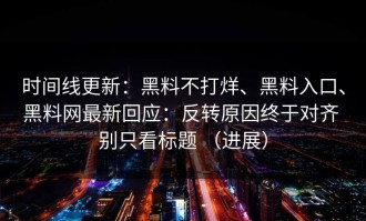时间线更新：黑料不打烊、黑料入口、黑料网最新回应：反转原因终于对齐 别只看标题 （进展）