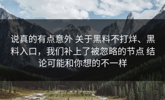 说真的有点意外 关于黑料不打烊、黑料入口，我们补上了被忽略的节点 结论可能和你想的不一样