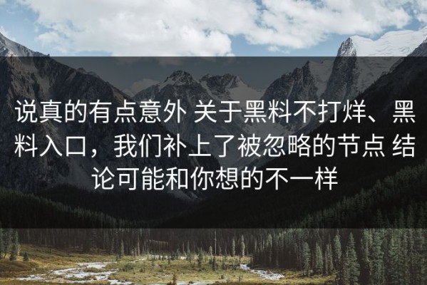 说真的有点意外 关于黑料不打烊、黑料入口，我们补上了被忽略的节点 结论可能和你想的不一样