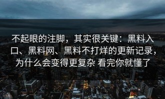 不起眼的注脚，其实很关键：黑料入口、黑料网、黑料不打烊的更新记录，为什么会变得更复杂 看完你就懂了