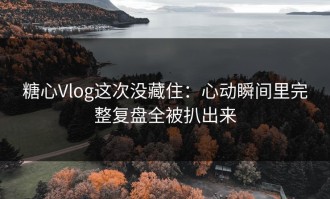 糖心Vlog这次没藏住：心动瞬间里完整复盘全被扒出来