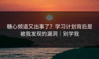 糖心频道又出事了？学习计划背后是被我发现的漏洞｜别学我