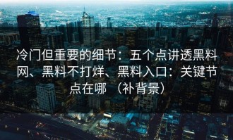 冷门但重要的细节：五个点讲透黑料网、黑料不打烊、黑料入口：关键节点在哪 （补背景）