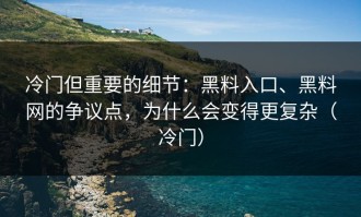 冷门但重要的细节：黑料入口、黑料网的争议点，为什么会变得更复杂（冷门）