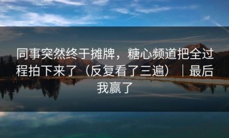 同事突然终于摊牌，糖心频道把全过程拍下来了（反复看了三遍）｜最后我赢了