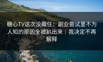 糖心TV这次没藏住：副业尝试里不为人知的原因全被扒出来｜我决定不再解释