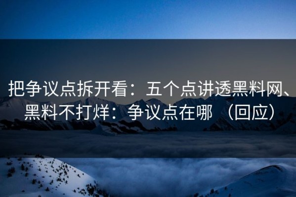 把争议点拆开看：五个点讲透黑料网、黑料不打烊：争议点在哪 （回应）