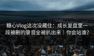 糖心Vlog这次没藏住：成长复盘里一段被删的录音全被扒出来｜你会站谁？
