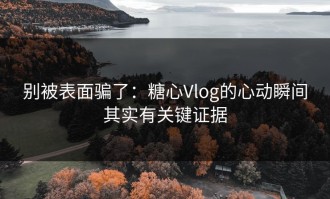 别被表面骗了：糖心Vlog的心动瞬间其实有关键证据