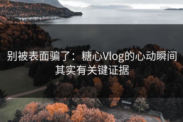 别被表面骗了：糖心Vlog的心动瞬间其实有关键证据