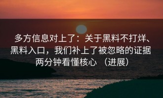 多方信息对上了：关于黑料不打烊、黑料入口，我们补上了被忽略的证据 两分钟看懂核心 （进展）