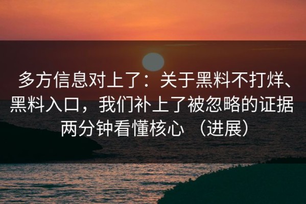 多方信息对上了：关于黑料不打烊、黑料入口，我们补上了被忽略的证据 两分钟看懂核心 （进展）