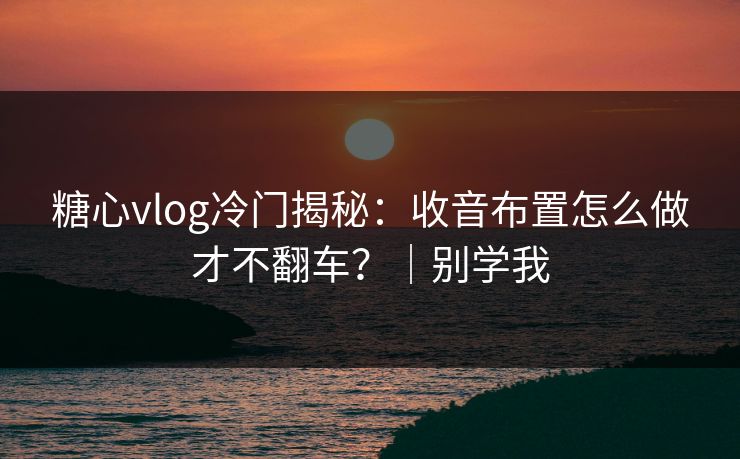 糖心vlog冷门揭秘：收音布置怎么做才不翻车？｜别学我