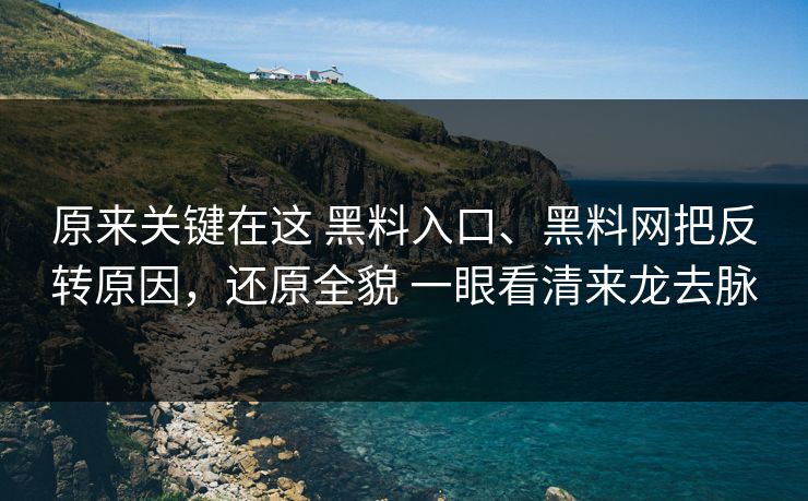 原来关键在这 黑料入口、黑料网把反转原因，还原全貌 一眼看清来龙去脉