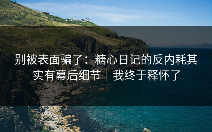 别被表面骗了：糖心日记的反内耗其实有幕后细节｜我终于释怀了