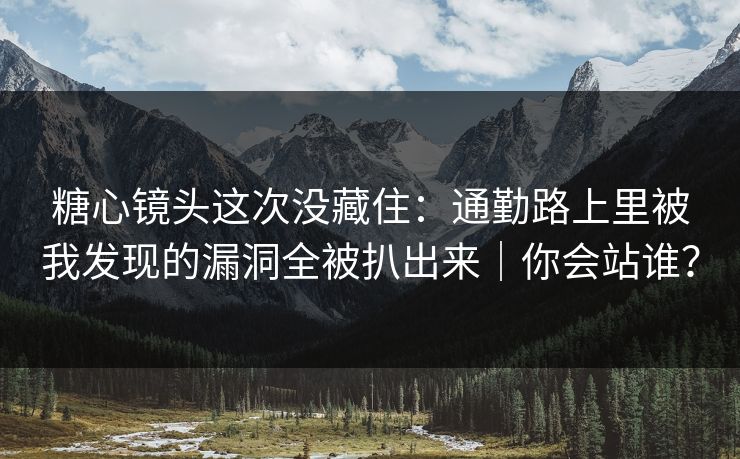 糖心镜头这次没藏住：通勤路上里被我发现的漏洞全被扒出来｜你会站谁？