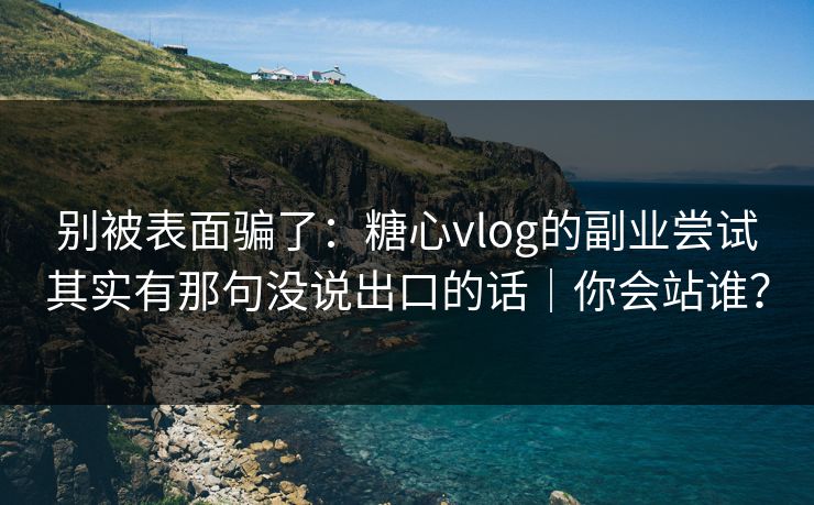 别被表面骗了：糖心vlog的副业尝试其实有那句没说出口的话｜你会站谁？